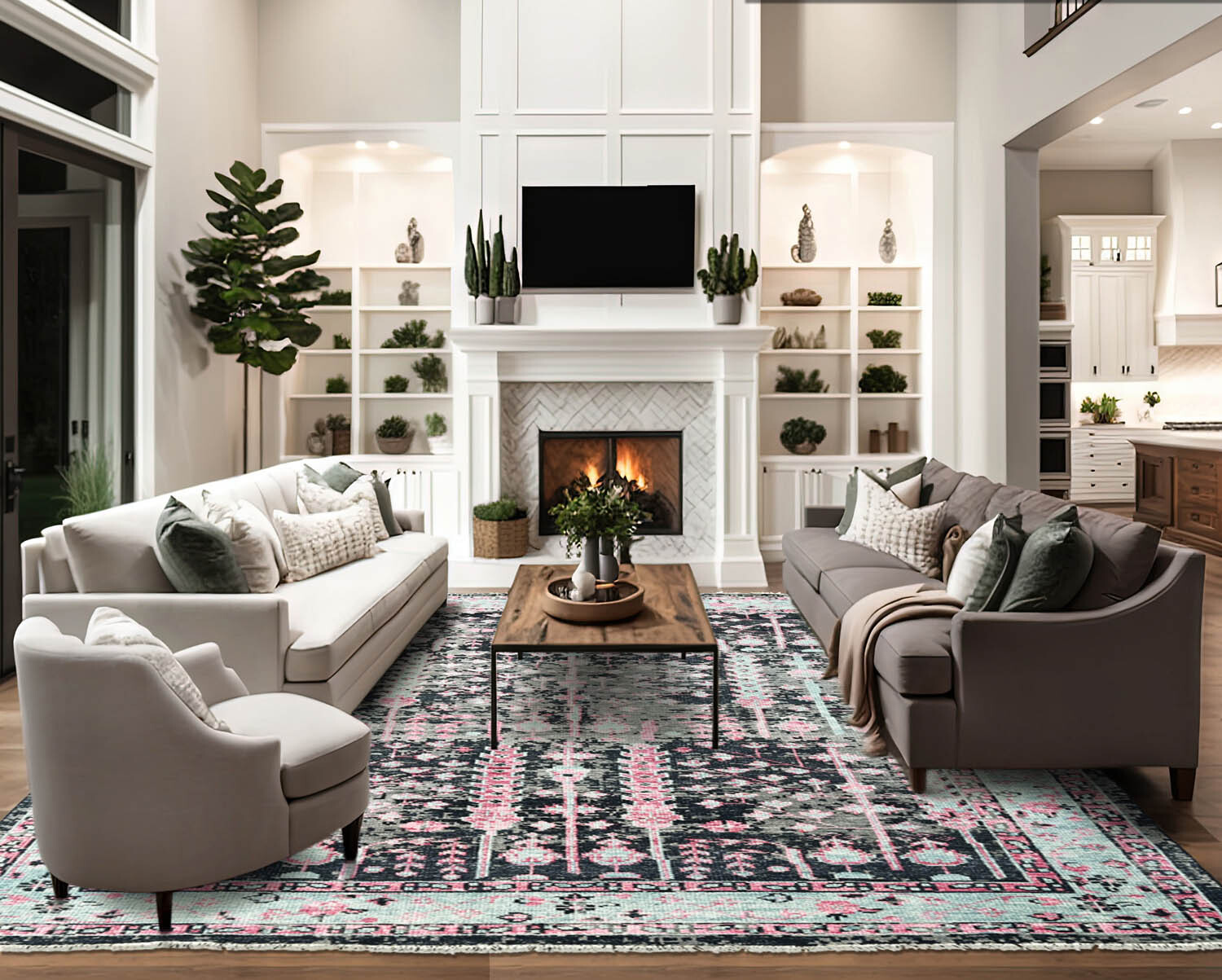 loomBloom Multi Size Hand Knotted Wool Trendy Oushak Transitional Area Rug