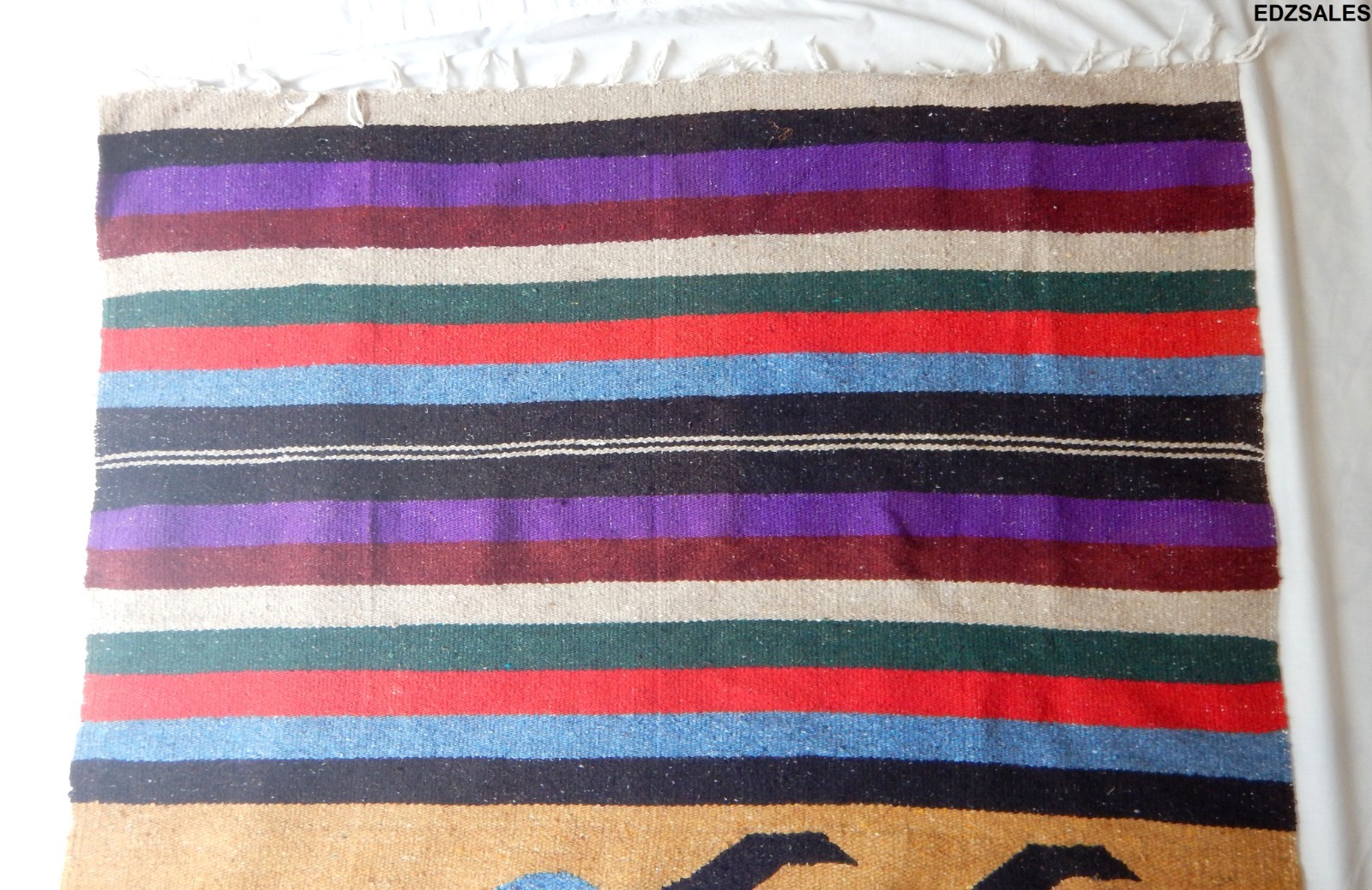Vintage South/Central American Flatwoven Sea Turtle Rug