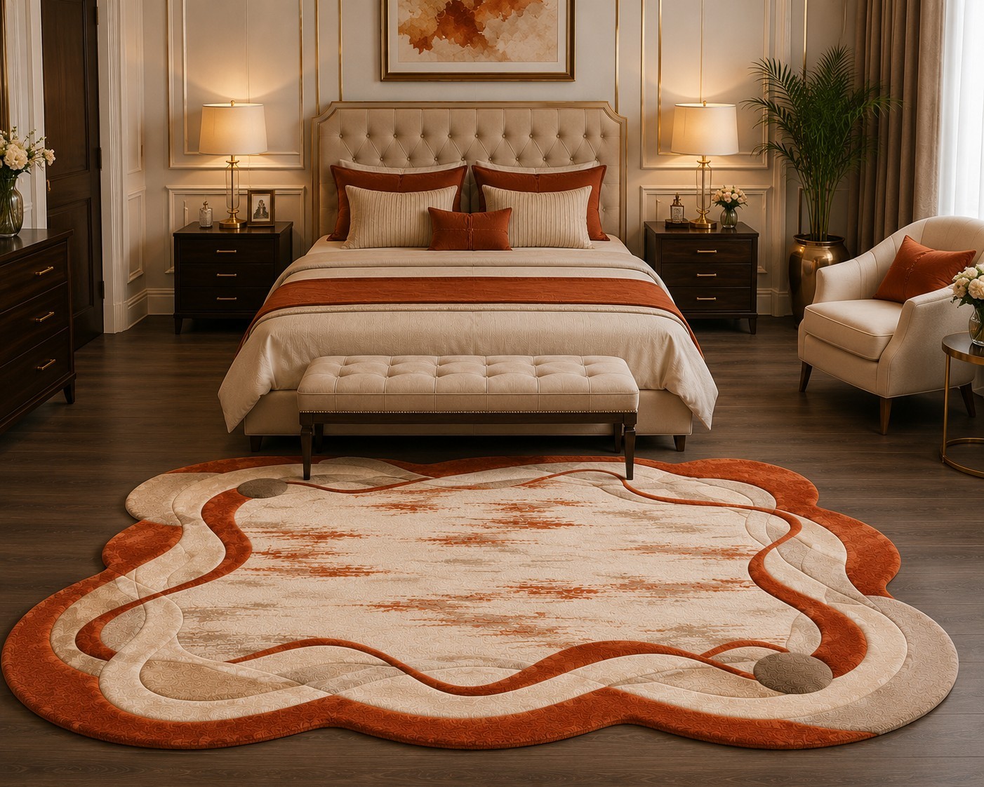 Luxury Hand Tufted Wool Rug, Modern Abstract Irregular Shape Carpet, Handmade Ru