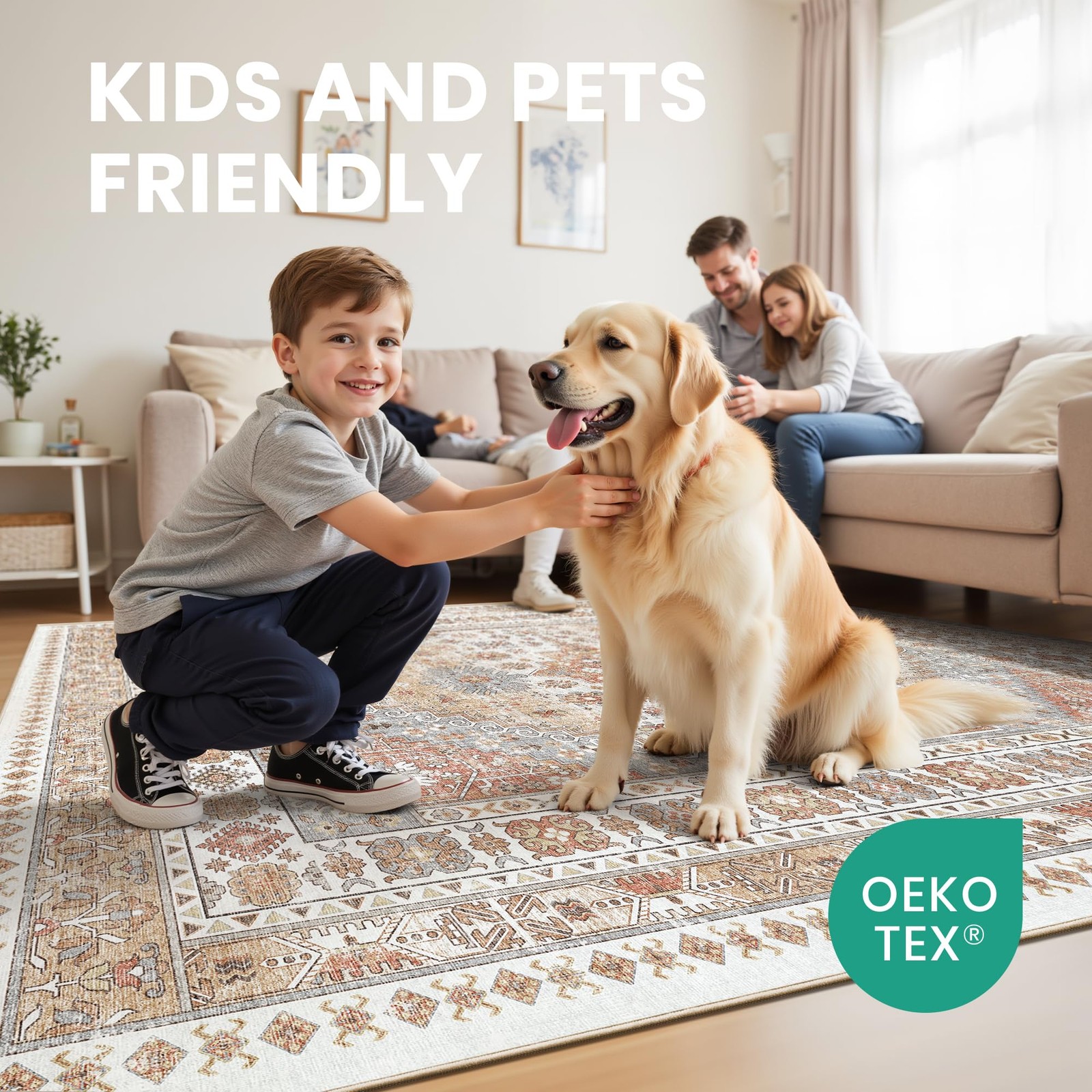 zesthome 5×7 Area Rugs – Ultra-Thin Washble 5′ x 7′ (Rectangular), Orange