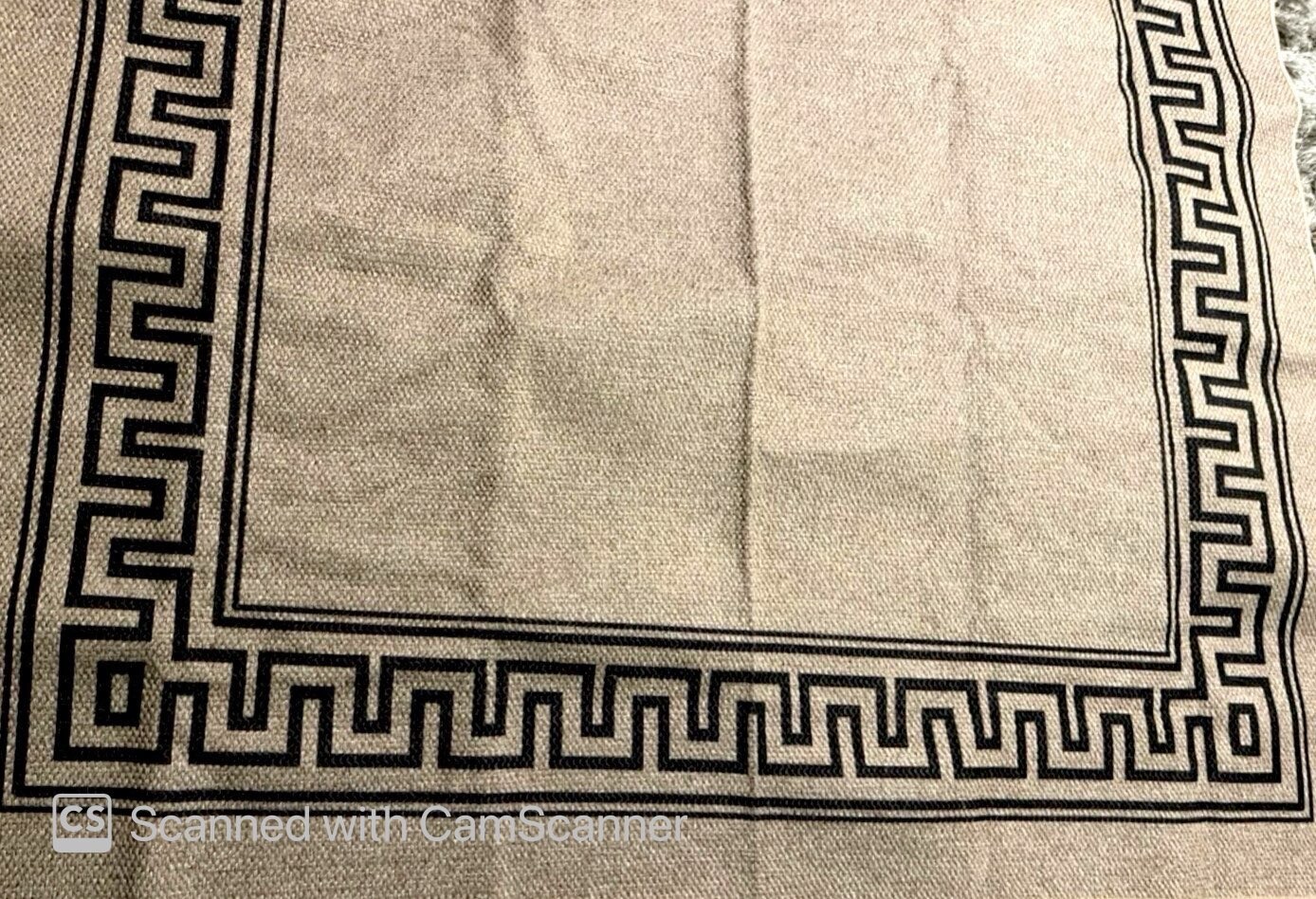 Washable Area Rug, Rubber Backing Non Slip, Low Pile Khaki And Black 5’x7’