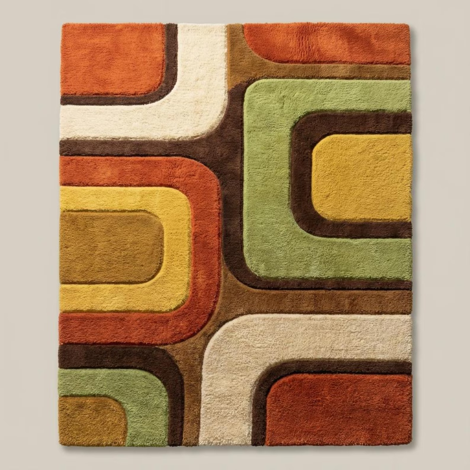 Retro Geometric Hand Tufted Area Rug, Mid Century Modern Decor