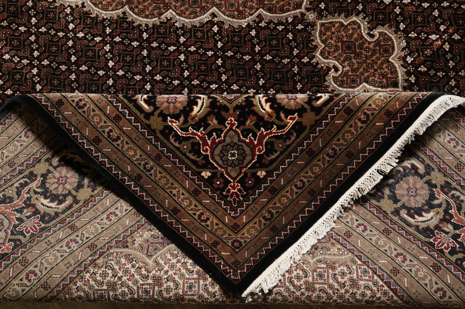 8.2 x 10.4 Mahii Tabriiz Quality Handmade Wool And Silk Area Rug Black #F-4458