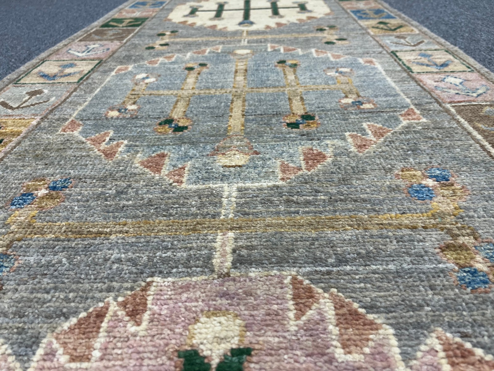 Runner Gray Oushak 2′ 7″X14′ Handmade Wool Rug # 14300
