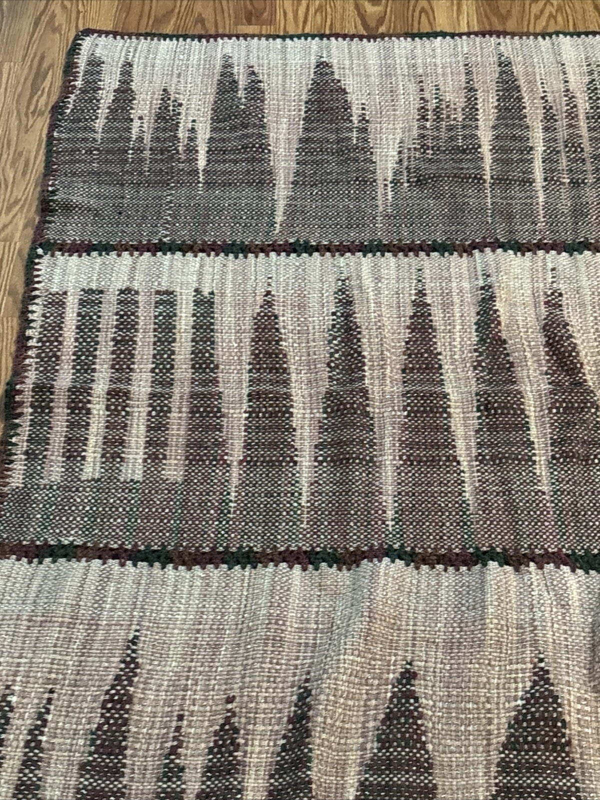 Vintage Hand Woven Loomed Farmhouse Throw 57” X 54”