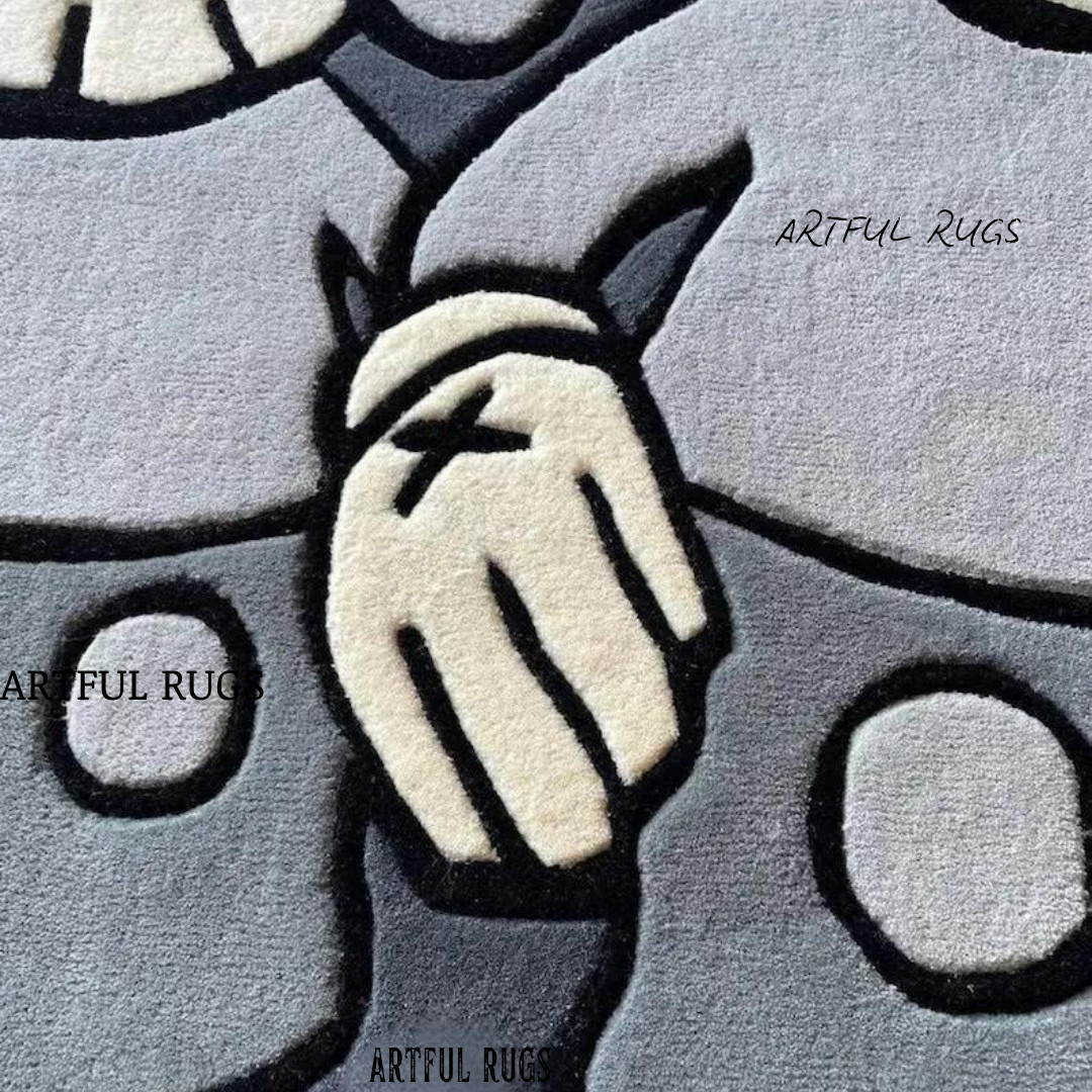 KAWS Design Hand Tufted Wool Area Rug – Colorful, High Quality, New & Trending
