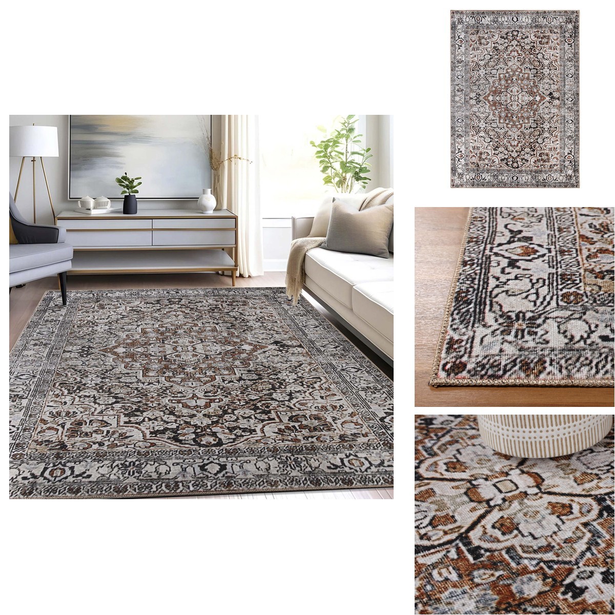 Superior Large Indoor Area Rug, Modern Floor Decor, Living/Dining Room