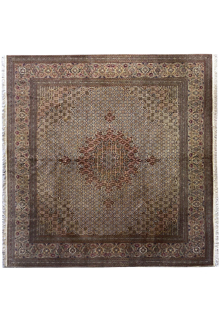 10×10′ Pre-owned Perrsian Wool and Silk Tabriiz Mahii Rug 400 KPSI #F-6661