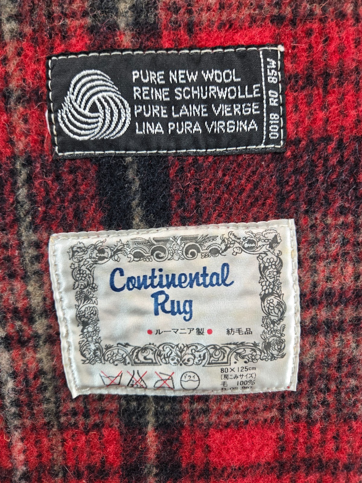 Continental Wool Rug Blanket Plaid 30″x47″ 80cm x 125cm Made in Romania