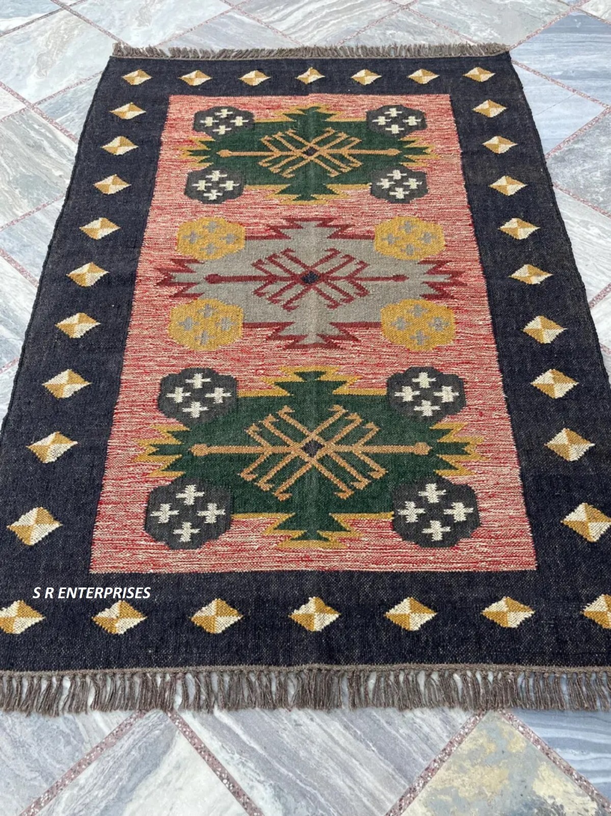 Rectangle Shape Rug Vintage Kilim Native Rug Handwoven Kilim Wool Jute Area Rug