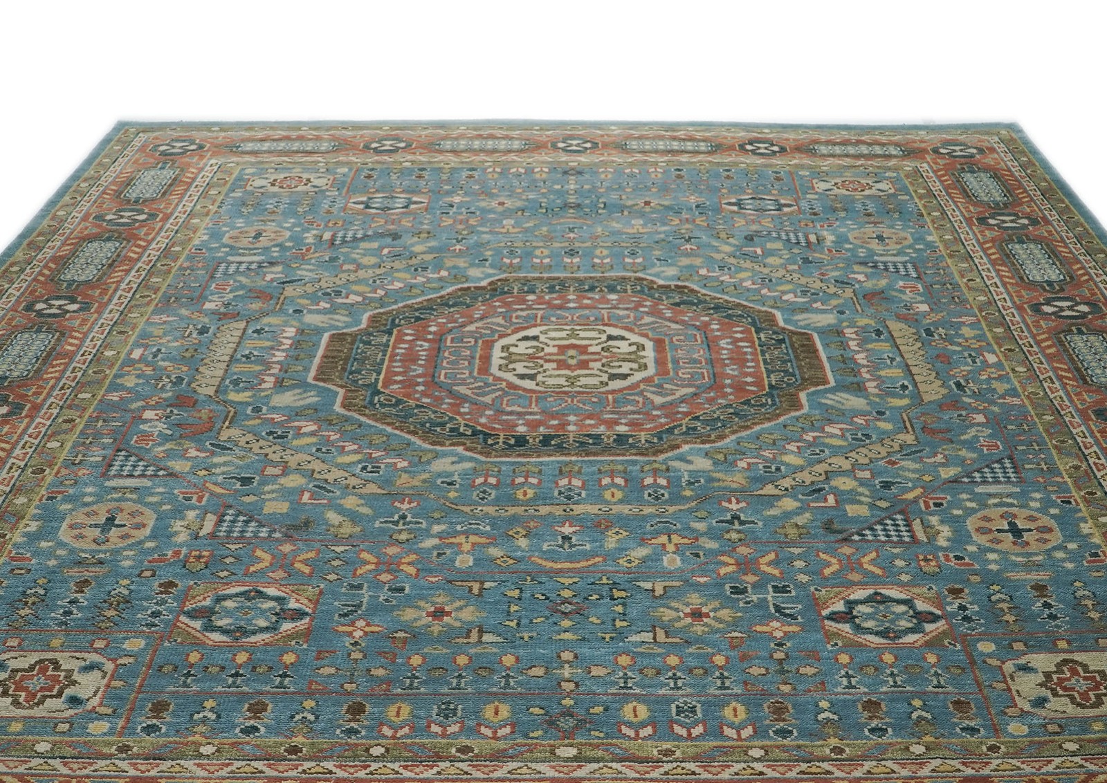 11’10”x15’1” Hand Knotted Wool Blue Oushak Traditional Rug