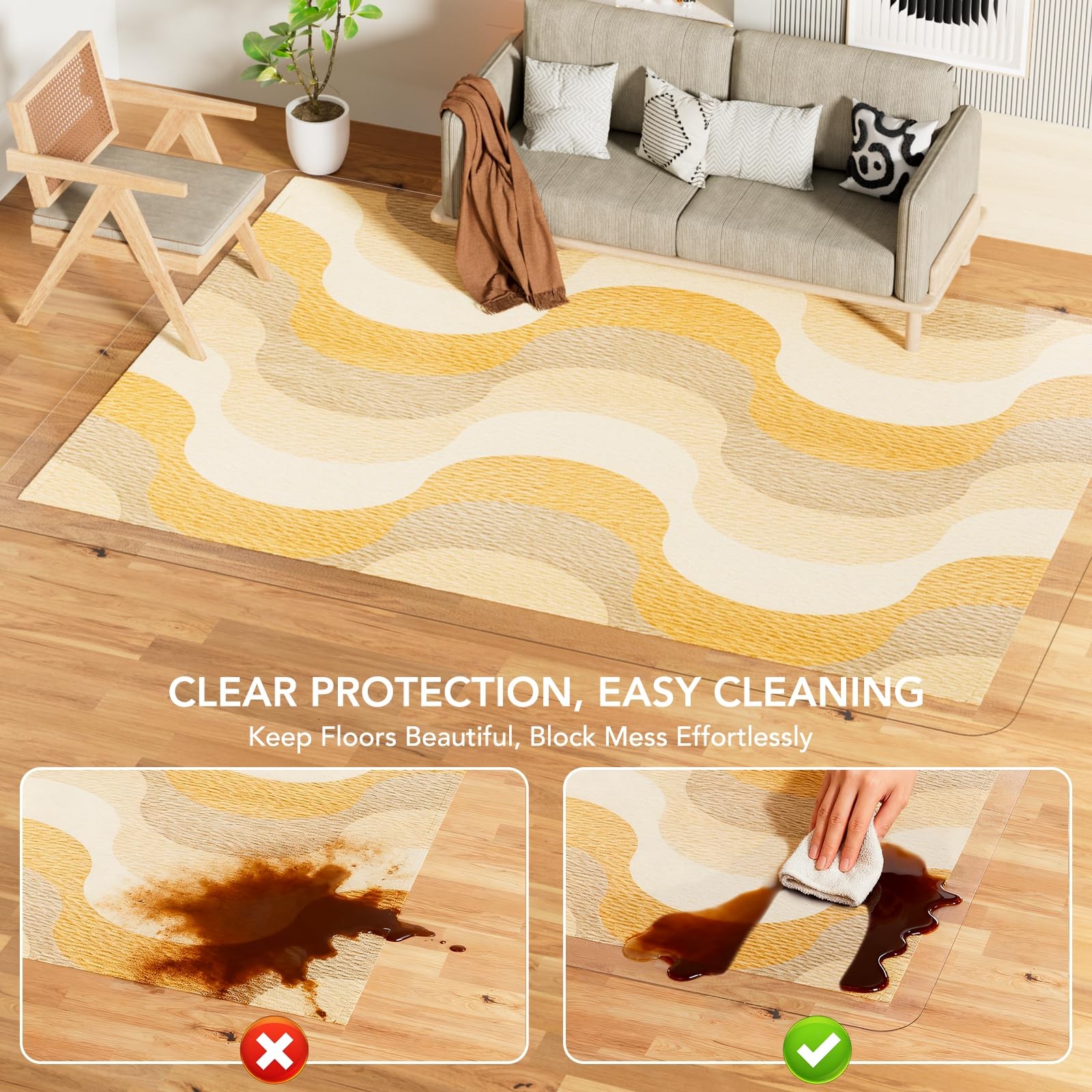 Clear Floor Mat 5×8 for Under Dining Table – Plastic Waterproof Non Slip Viny…