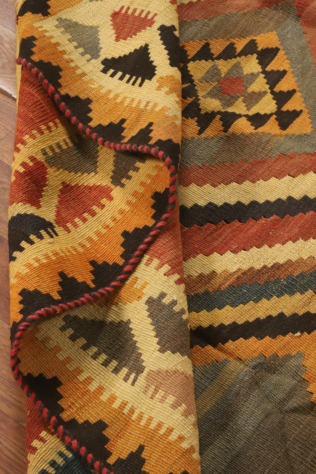 Nomadic Flat-weave Vintage Vegetable Dye Rug Tribal Kilim Reversible Carpet 5×7