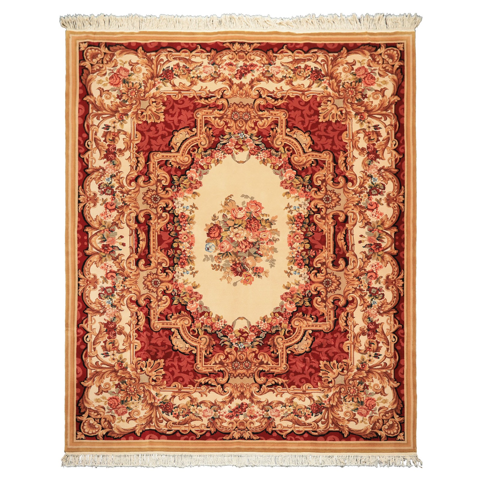 Asmara 8’1”x10′ Hand Knotted Wool Ivory French Aubusson Savonnerie 300 KPSI Rug