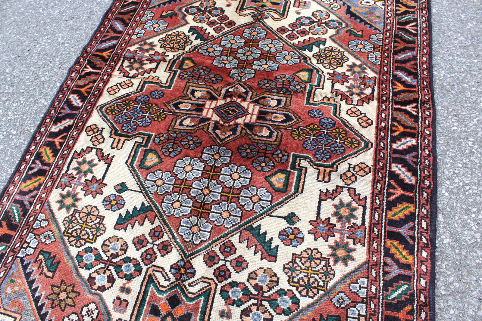 Terra Cotta Geometric Tribal Turkish 3′ 7″ x 4′ 11″ Brown Hand Knotted Area Rug
