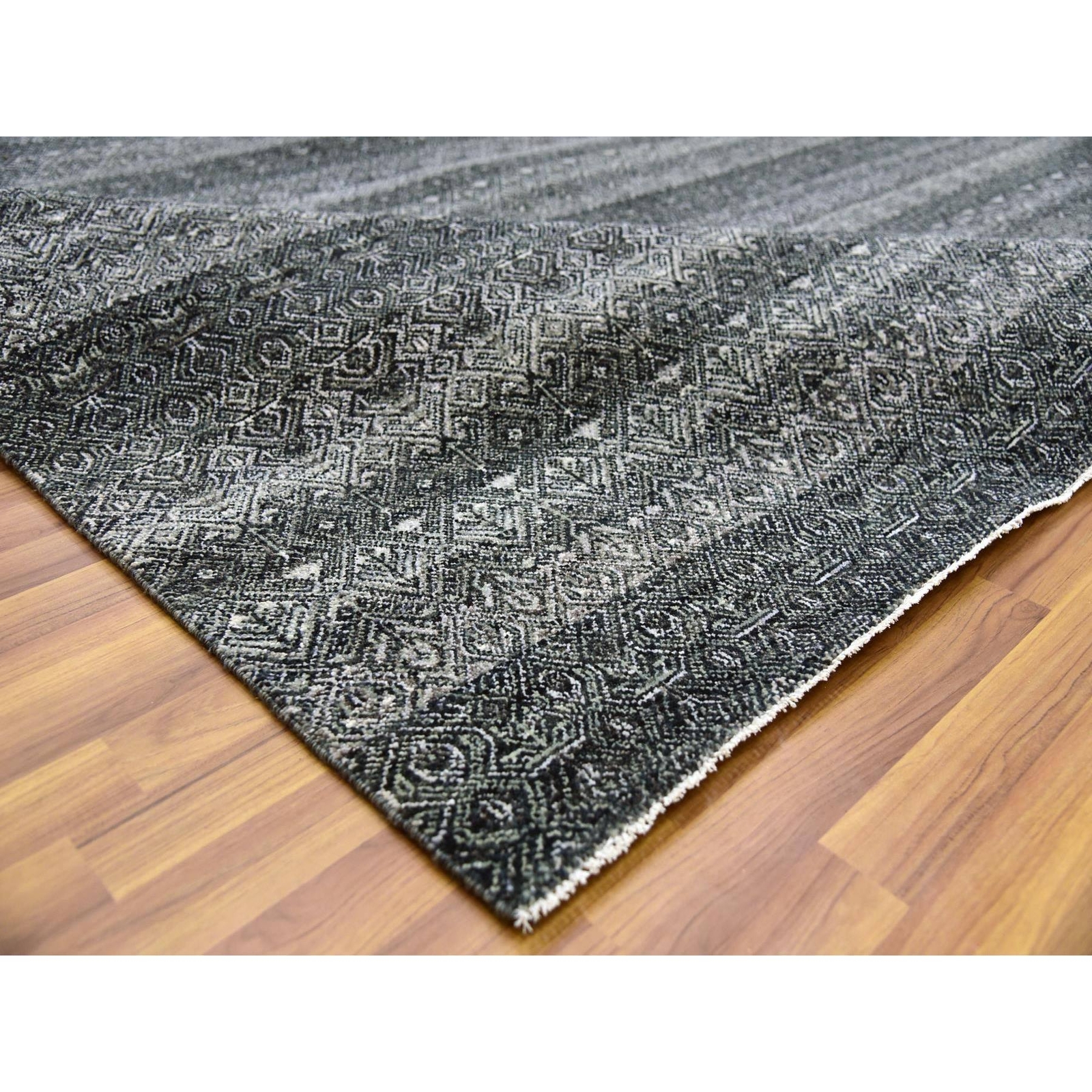 10’x13’10” Gray Hand Knotted Kohinoor Herrita Design 100% Plush Wool Rug R79459