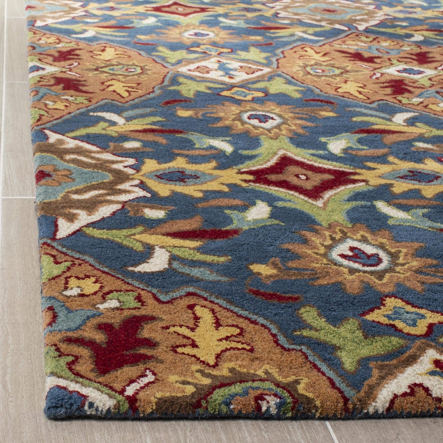 Handmade Heritage Collection 5′ X 8′ Oriental Wool Area Rug – Camel & Blue