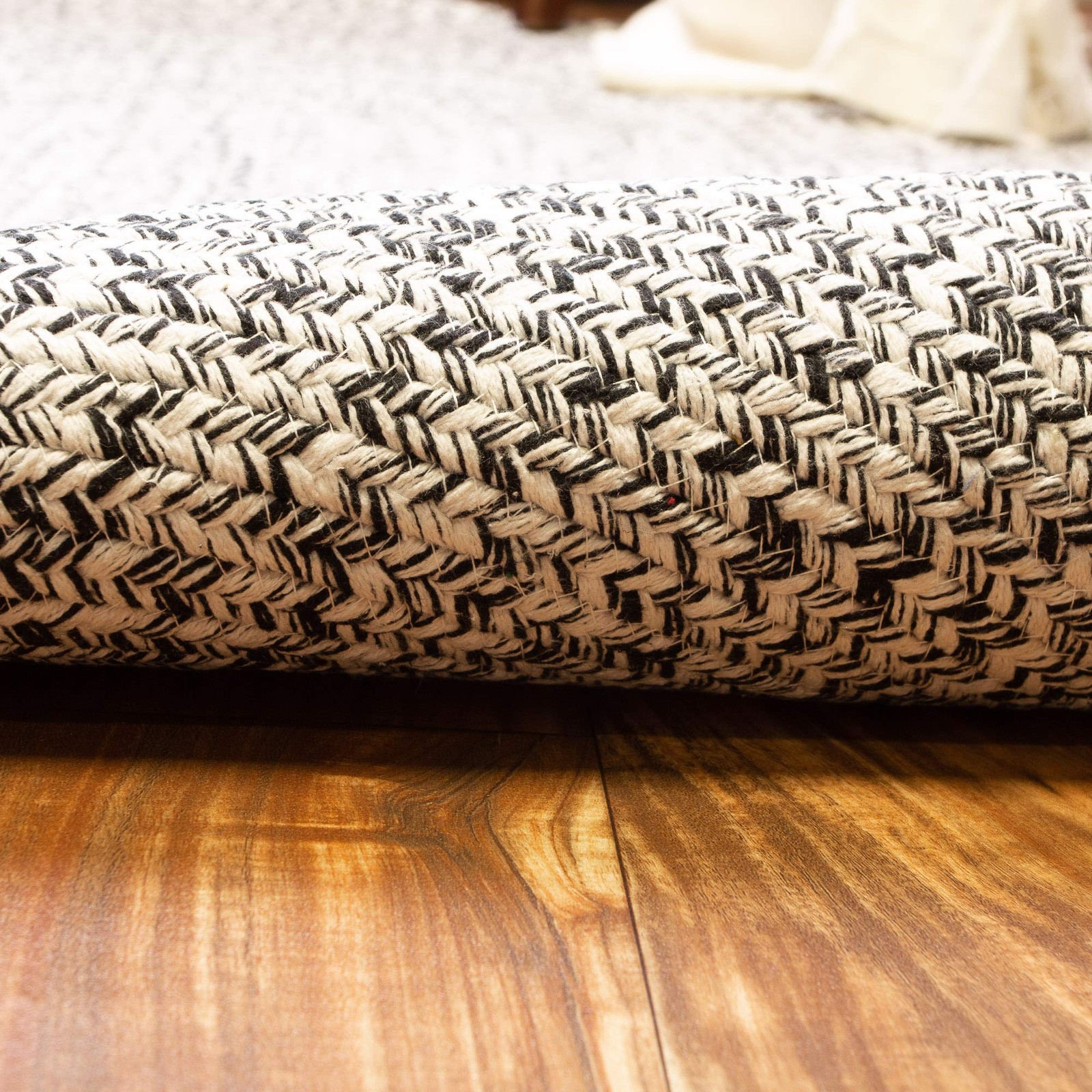 Farmhouse Braided Rug Cotton Kitchen Reversible Carpet, Black & White, 2′ X 3…