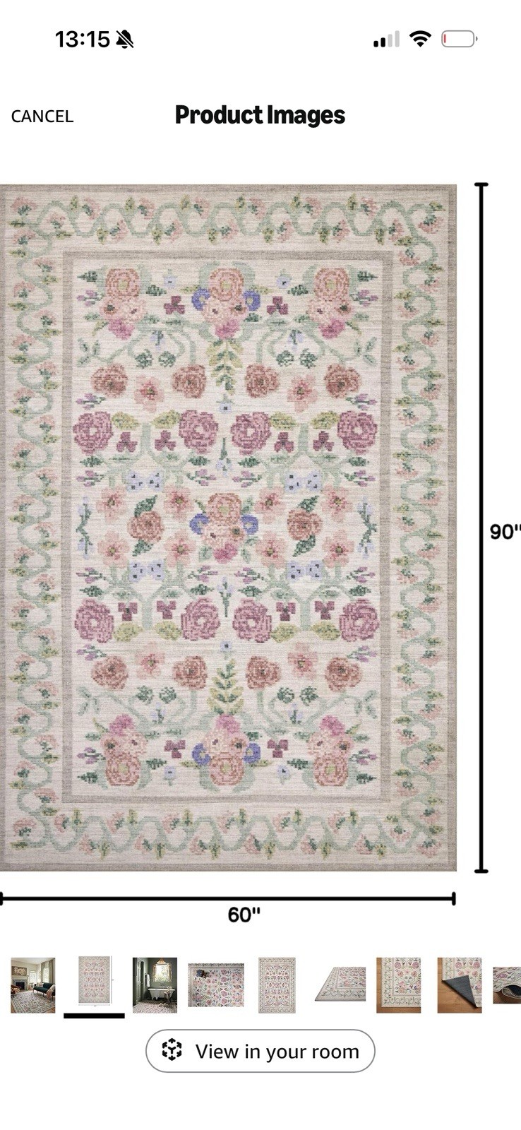 Traditional Turkish Area Rug 5 x 7 ft Rectangle Beige Pink Green Purple Blue
