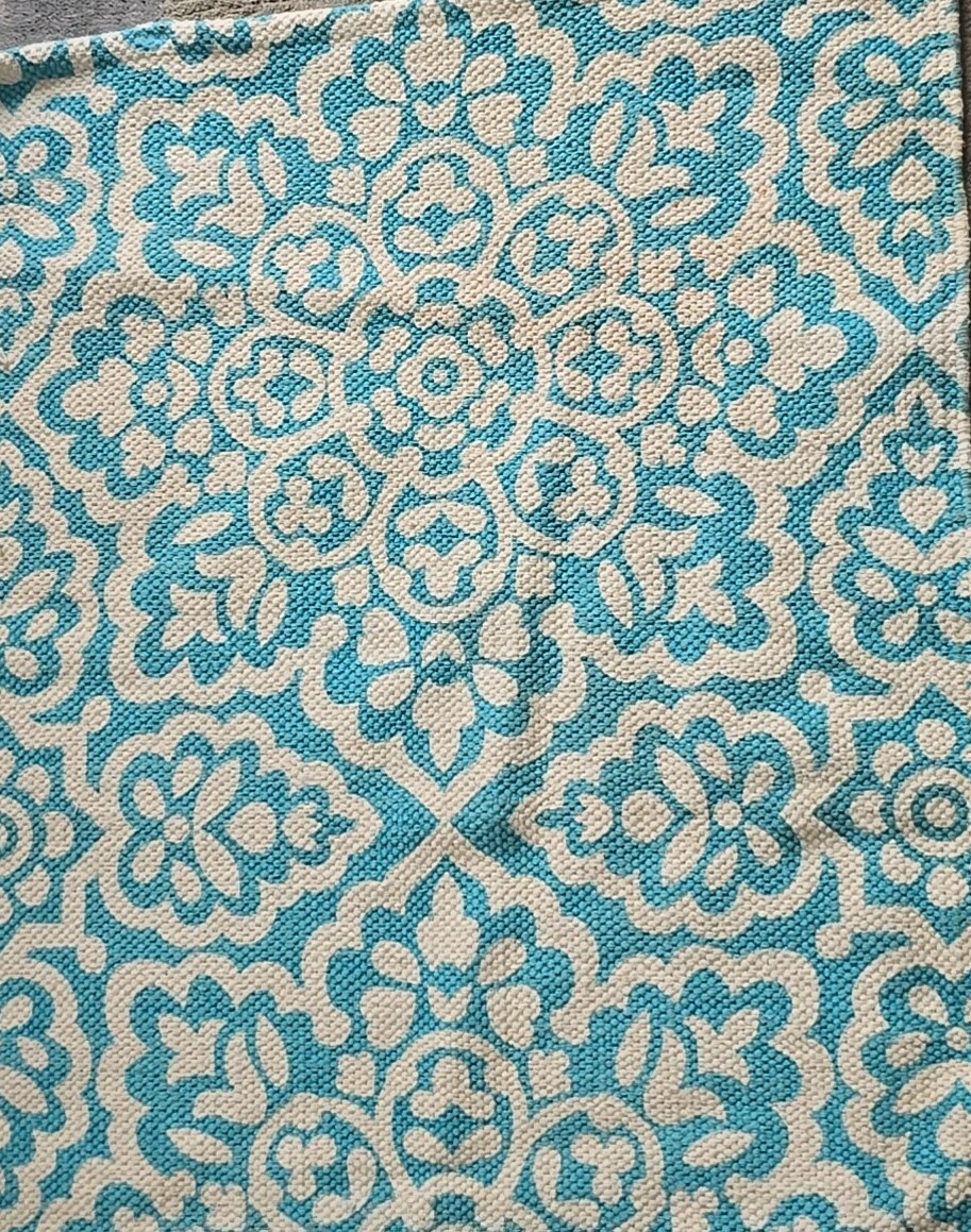 Devgiri Capri Medallion Cotton Throw Rug 20″ x 34″ Blue Teal