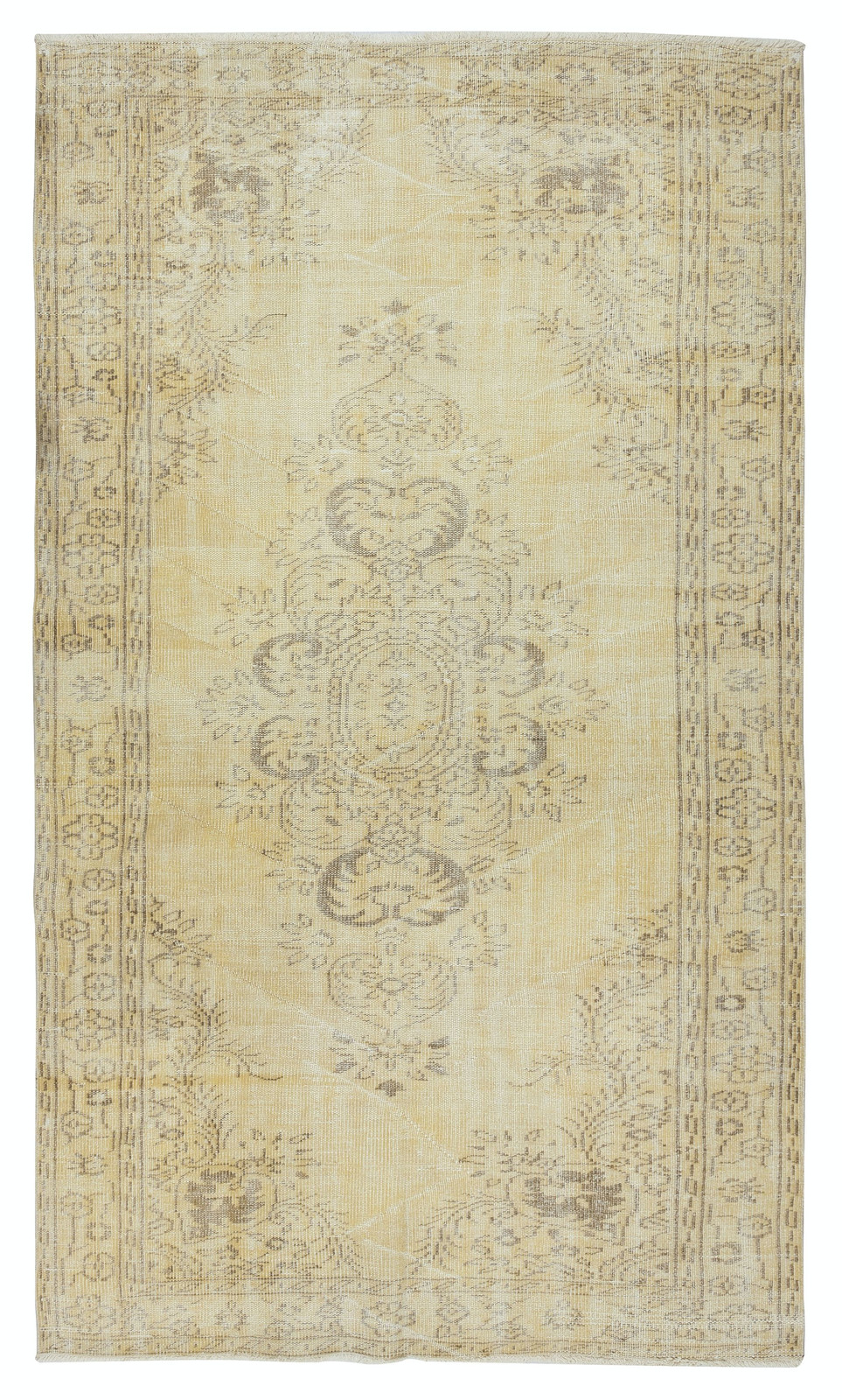5.5×9.3 Ft Rustic Unique Handmade Area Rug, 1960s Sun Faded Turkish Carpet