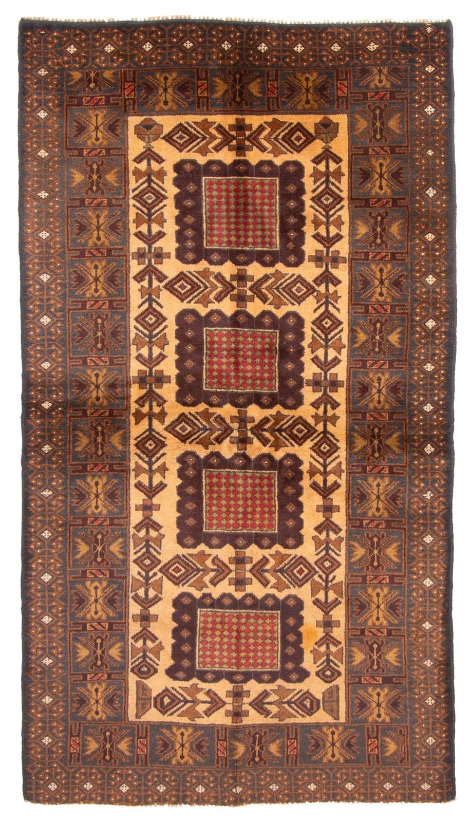Vintage 3’4″ x 6’2″ Traditional Hand Knotted Vegetable Dye Wool Area Rug