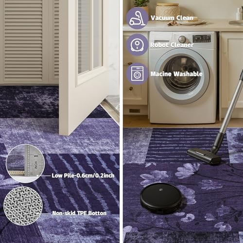 Purple 6×9 Area Rugs – Non-Slip Soft Stain – Washable