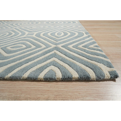 Blue Hand Tufted Wool Area Rug, Living Room Carpet, Wool Room Carpet Custom Rugs