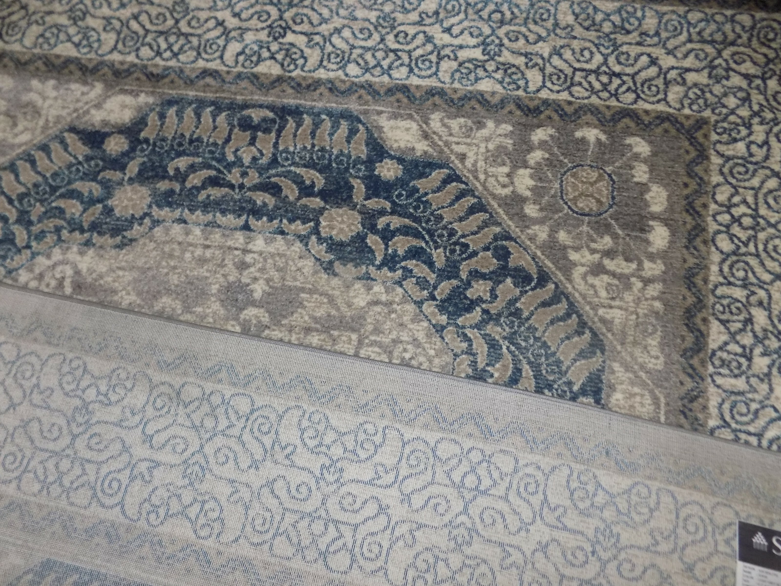 LT GREY / BLUE 6′-7″ X 6′-7″ Back Stain Rug Reduced Price 1172598237 SOF365A-7SQ