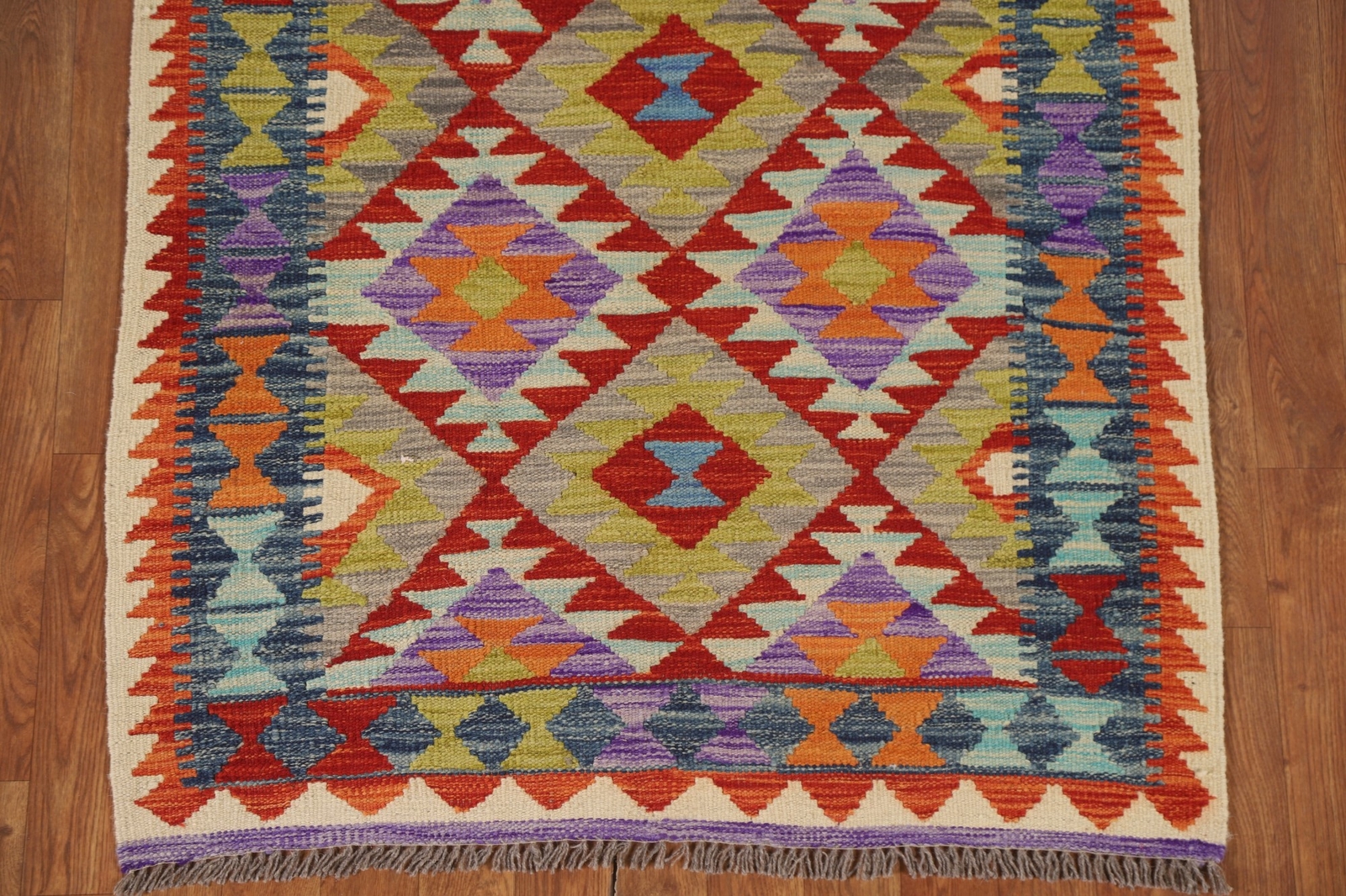 Colorful Kilim Rugs Rectangle Flatweave Pile Wool Kelim Carpets 3×5 ft