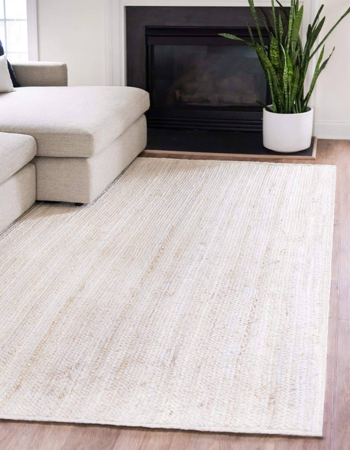 Unique Loom Braided Jute Collection Area Rug – 2 X 3 1 Rectangle White