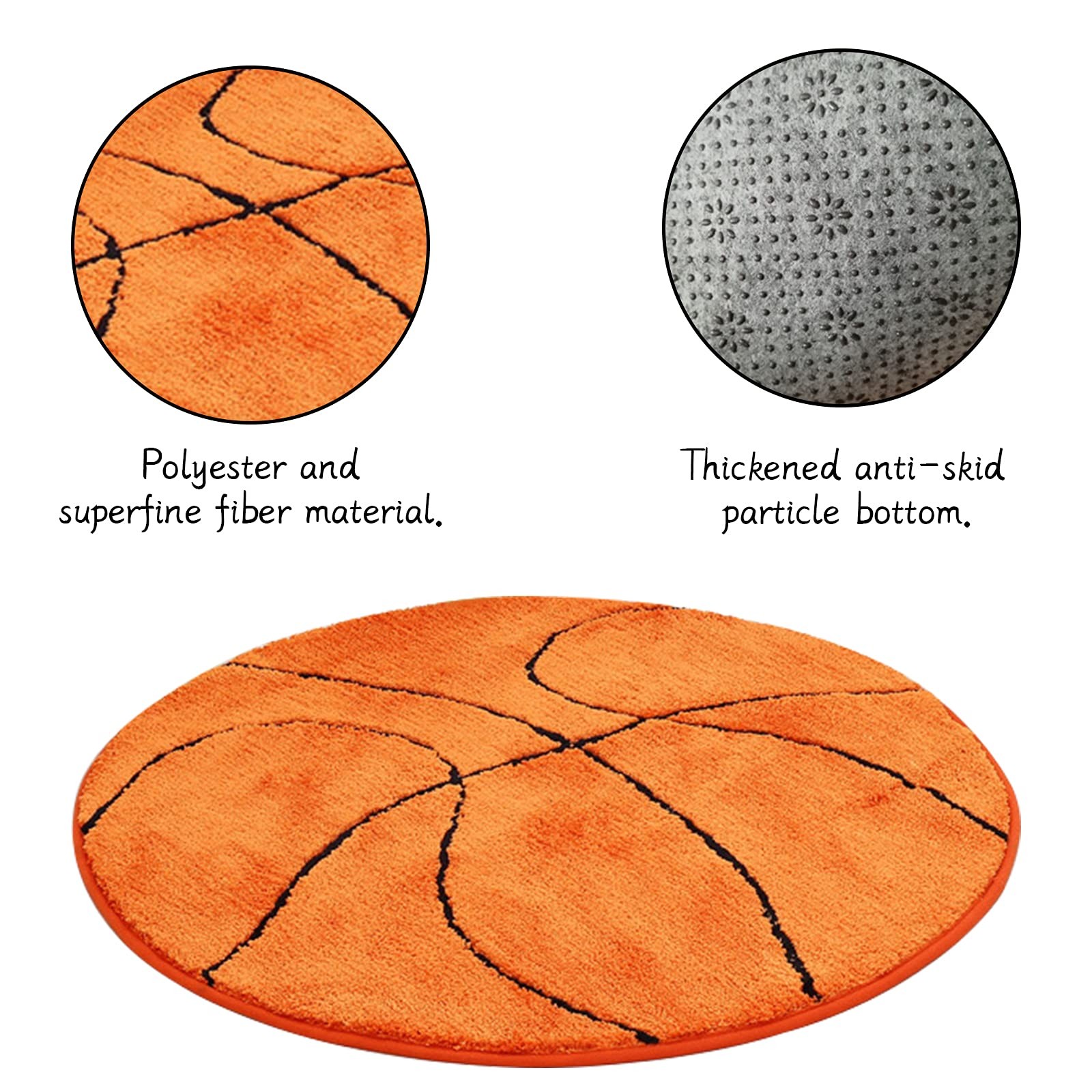 Basketball Rug Round Area Rug Sports Themed Bedroom Living Room Decor 3ft