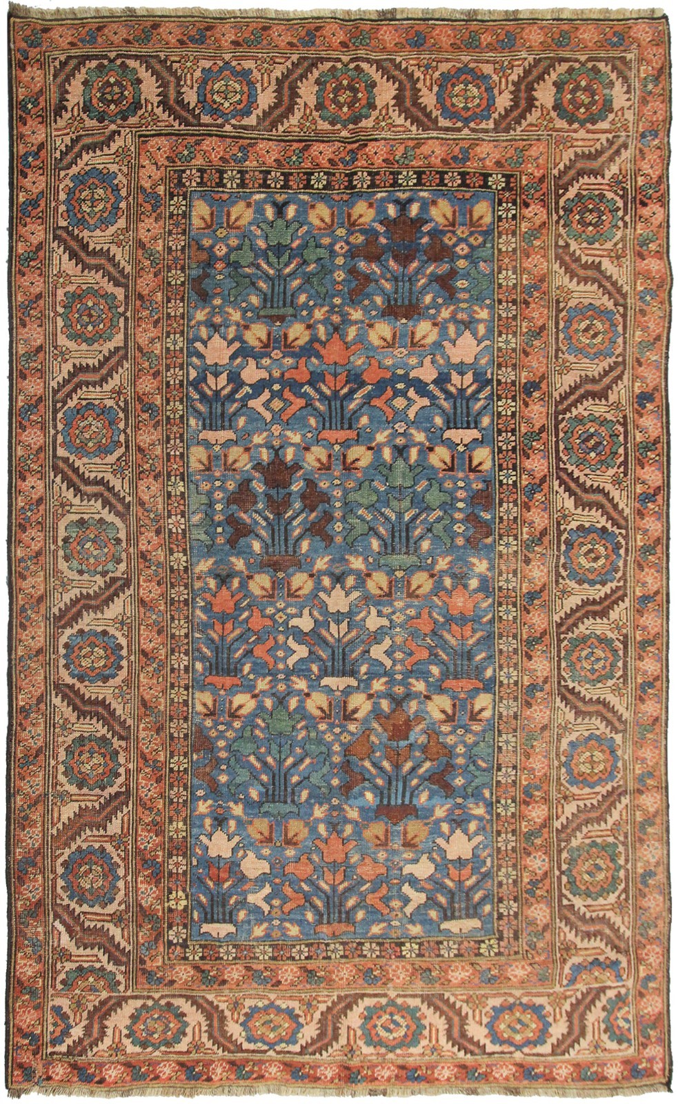 5×7 Rare Antique Traditional Rug Blue 160cm x 213cm C. 1870