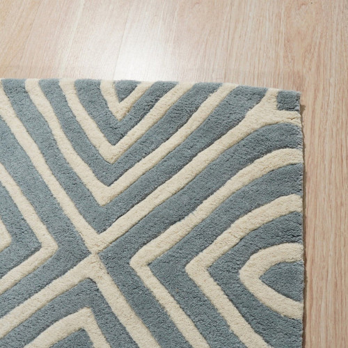 Blue Hand Tufted Wool Area Rug, Living Room Carpet, Wool Room Carpet Custom Rugs
