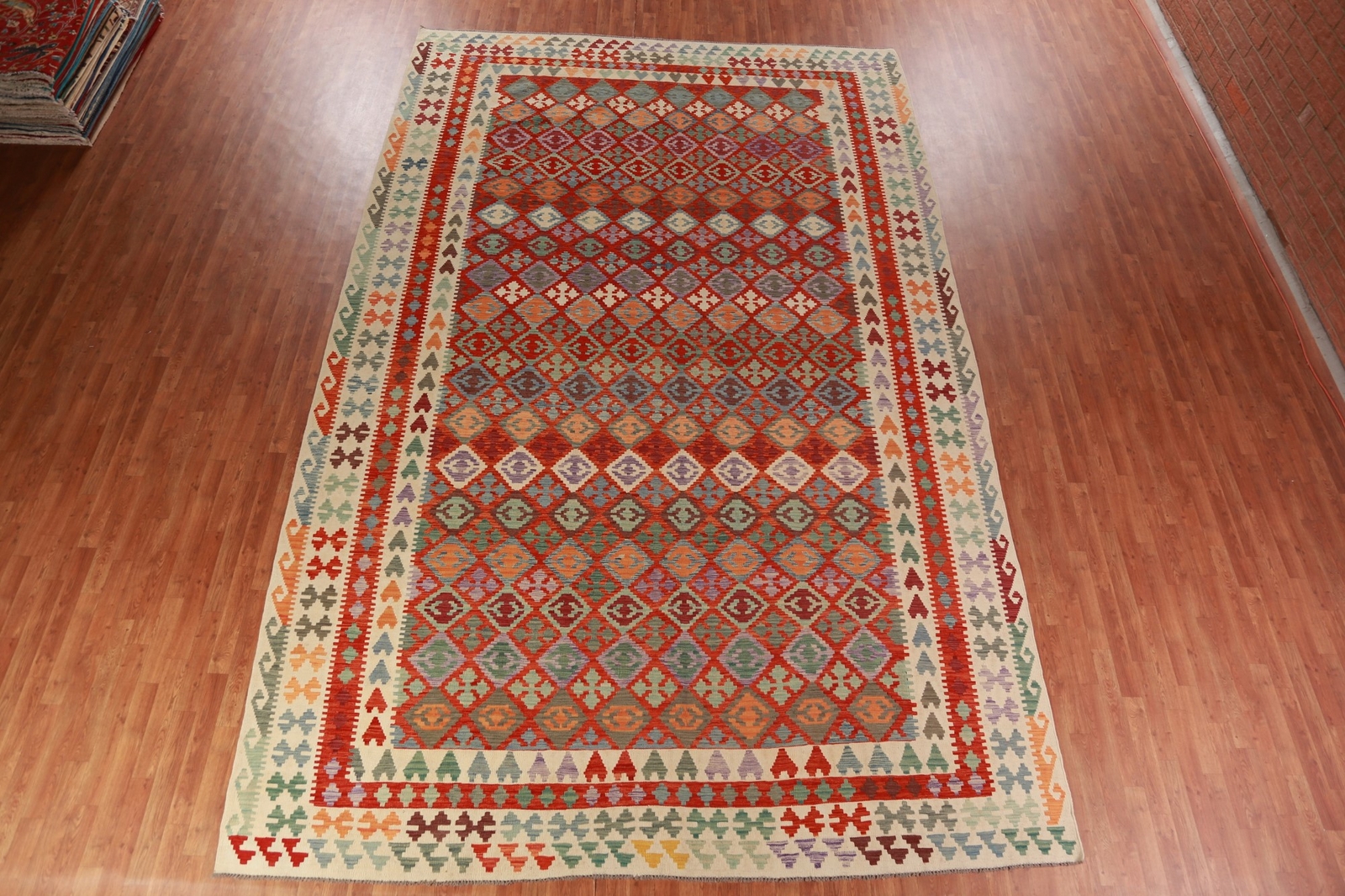 Traditional Reversible Kilim Rugs Handwoven Area Wool Large Carpet 10×16 ft