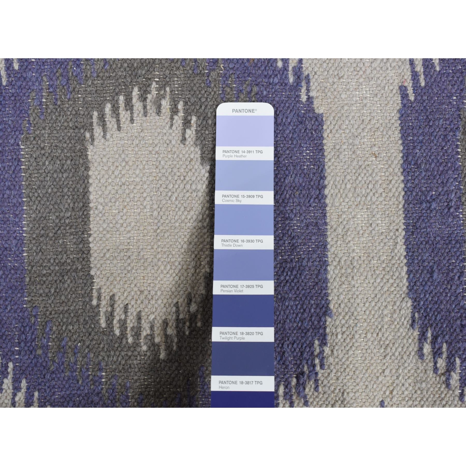 8’10″x12’2″ Blue Kilim Flat Weave Hand Woven Wool Reversible Rug R87860