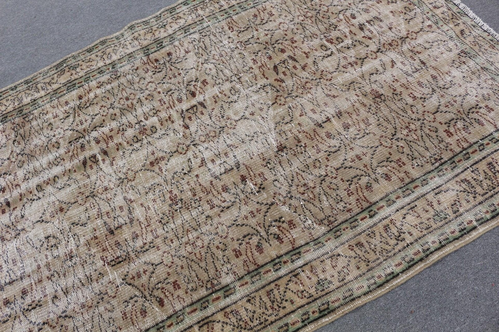 4,7×6,9 ft Turkish Rug, Rug, Brown Striped Rug Wool