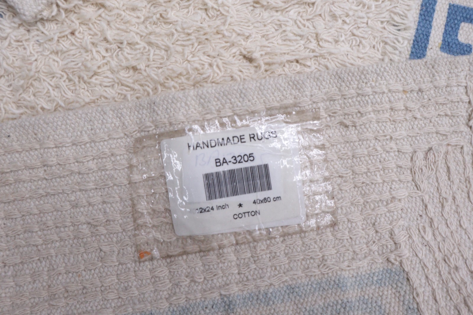 Hand Tufted Cotton Greek Key Rug Sky Blue Ivory Small Bath Mat Entrance Doormat
