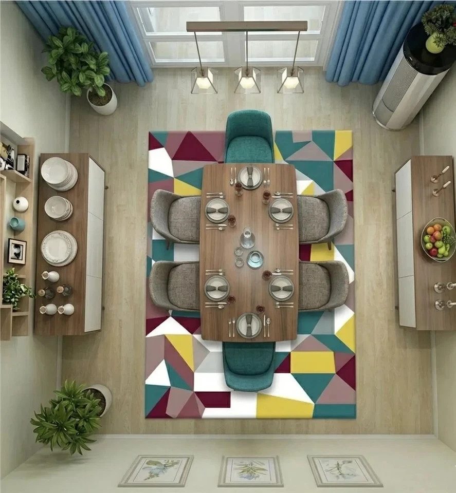 Hand Tufted Geometric Wool Rug Modern Abstract Area Carpet Scandinavian Rug