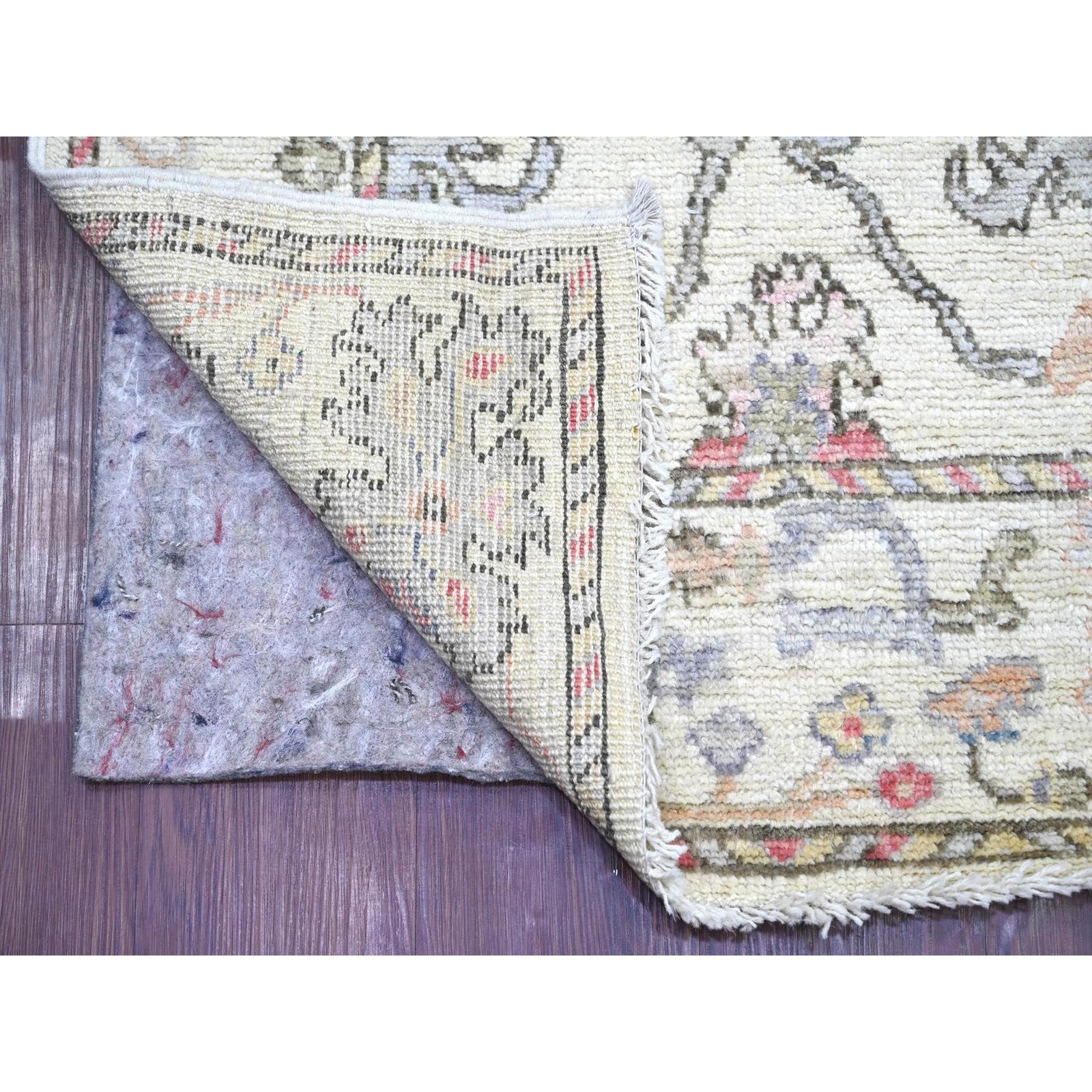 2’8″x13’8″ Ivory Angora Oushak Leaf Design Hand Knotted Wool Runner Rug 22393