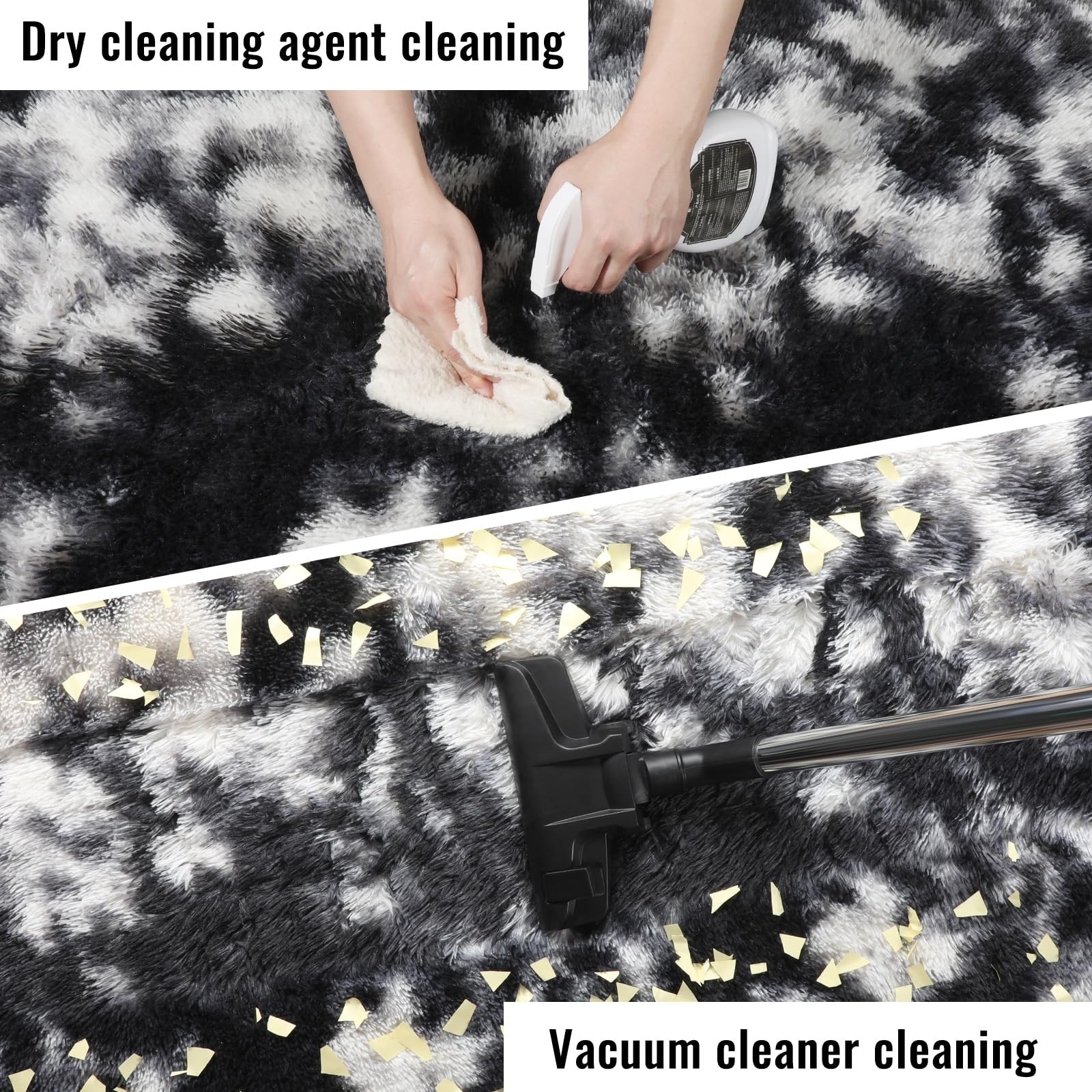 PAGISOFE Black White Grey Bedroom Rug 4×6 Ft, Soft Fluffy Fuzzy Plush Indoor Flo