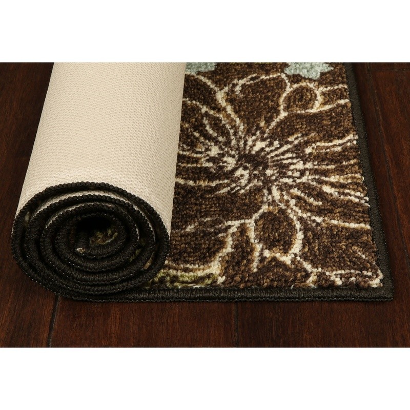 Multicolor Floral Print Area Rug Non Skid Backing Machine Washable Indoor Use