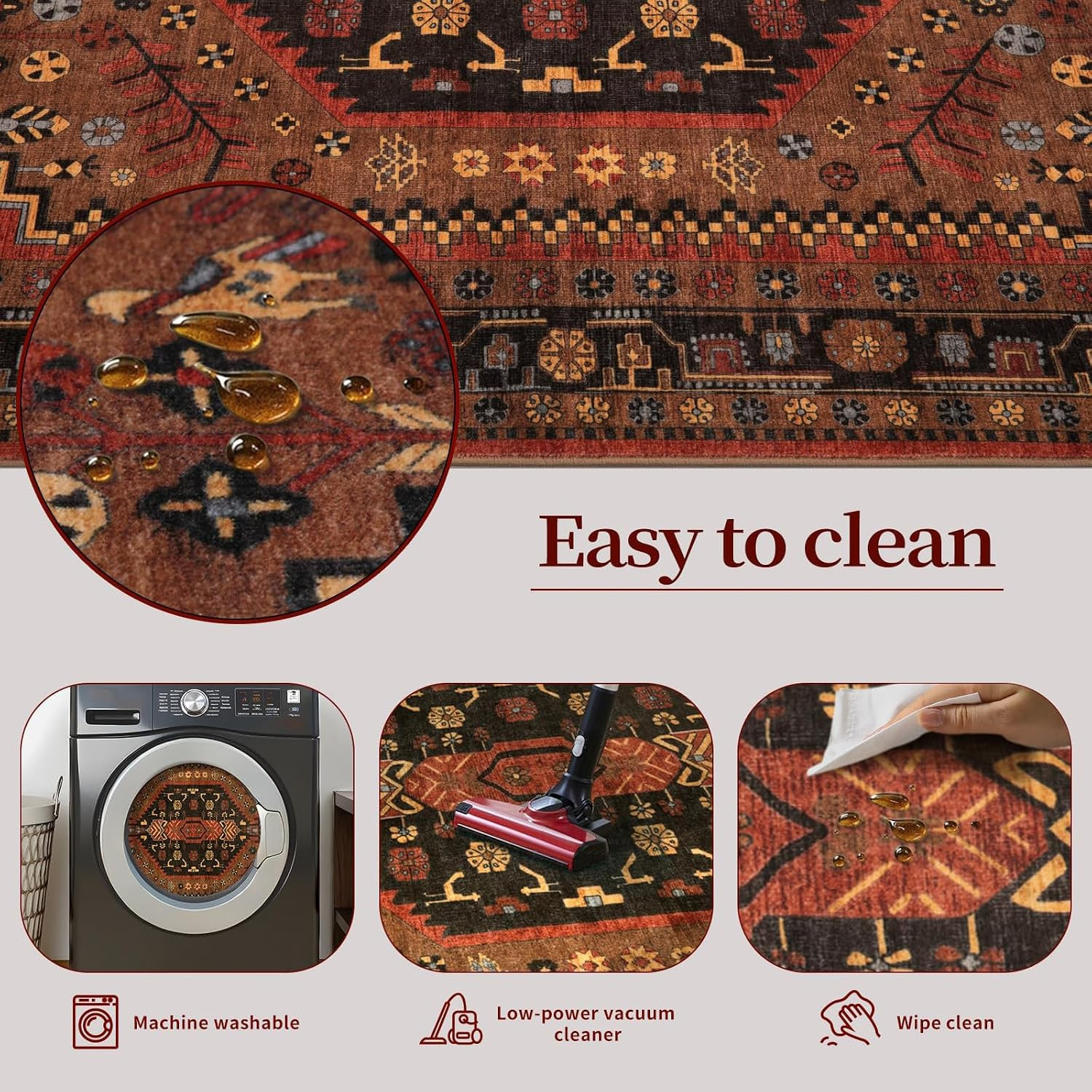 3X10Ft Hallway Rug, Long Runner Rug Vintage Kitchen Carpet for Entrance Bedroom