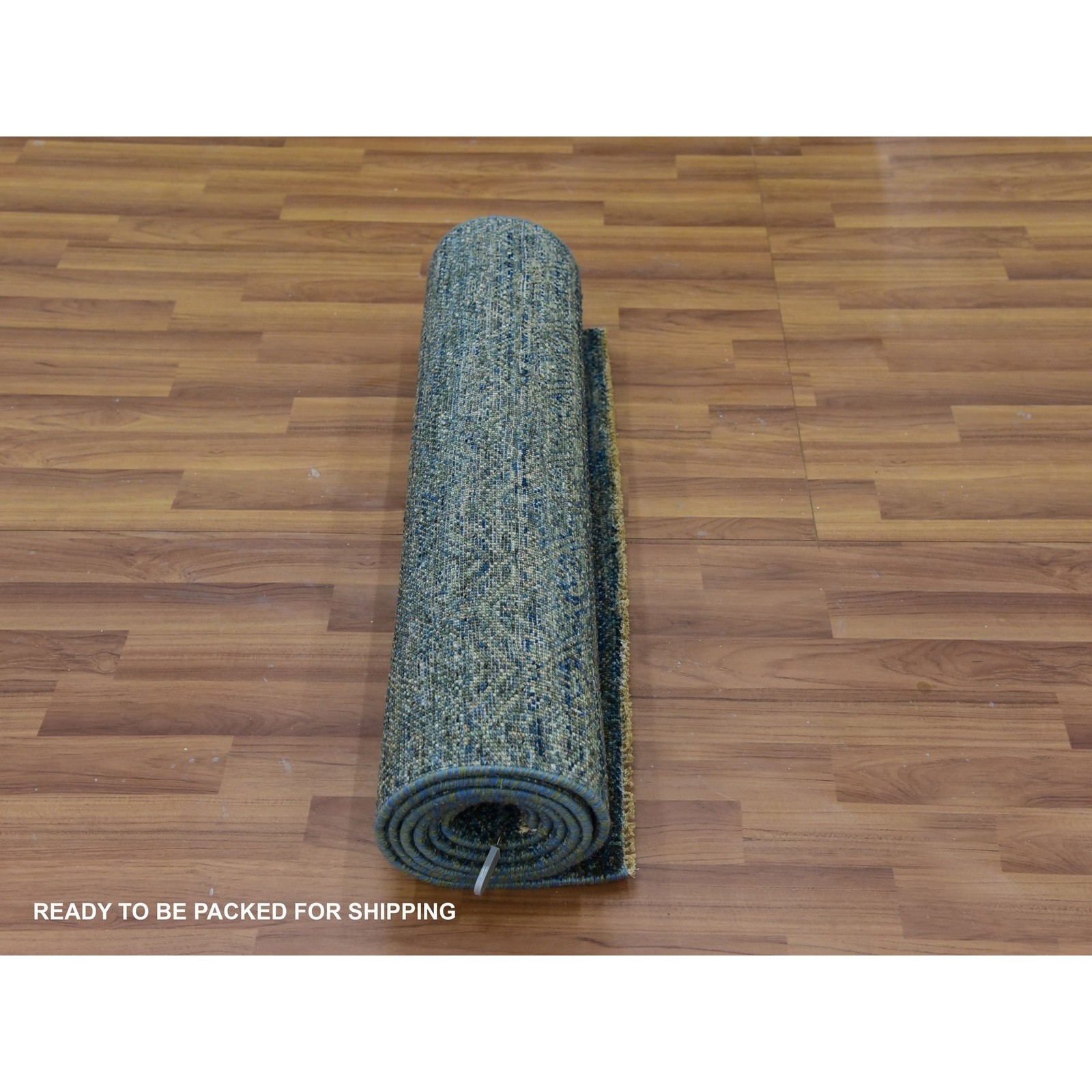 2’6″x8′ Green Hand Knotted Kohinoor Herrita 100% Wool Oriental Rug R79670