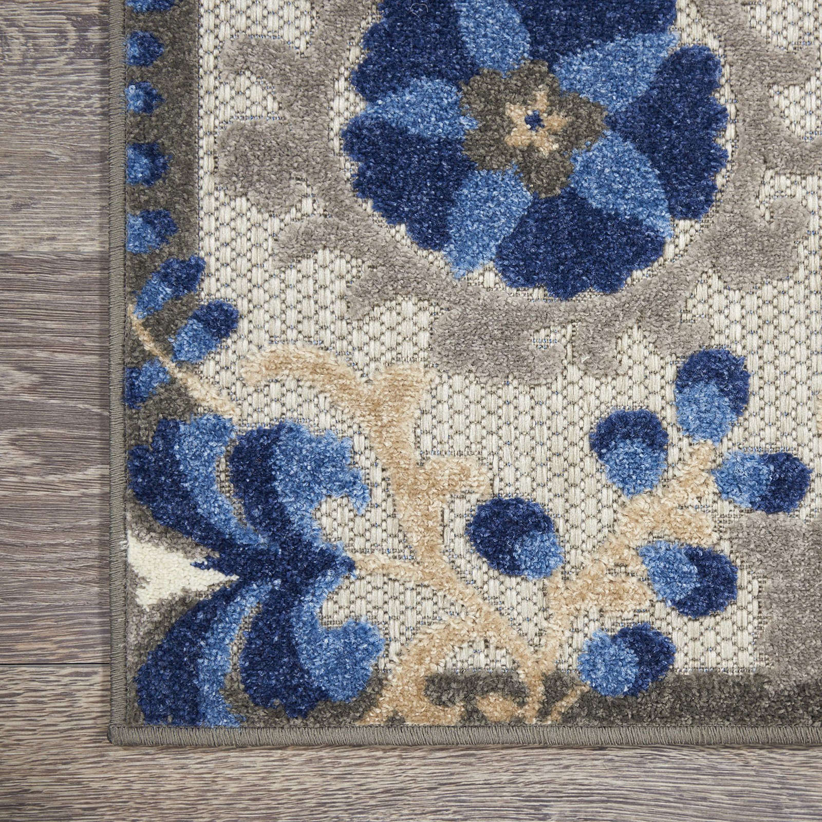 Home Aloha Natural Blue 2’3″ x 8′ Non Shedding Easy Clean Runner Area Rug