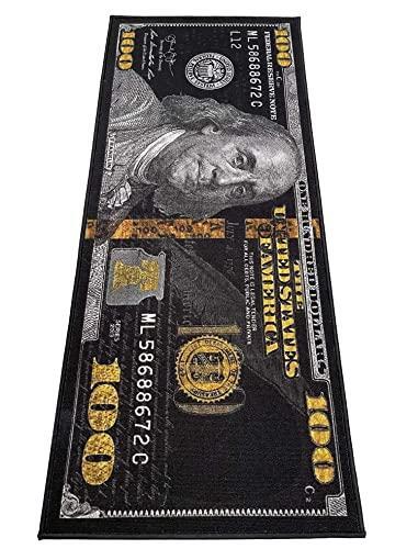 HUAHOO Black Money Rugs 100 Dollar Bill Area Rug Door Mat Runner for Living Room