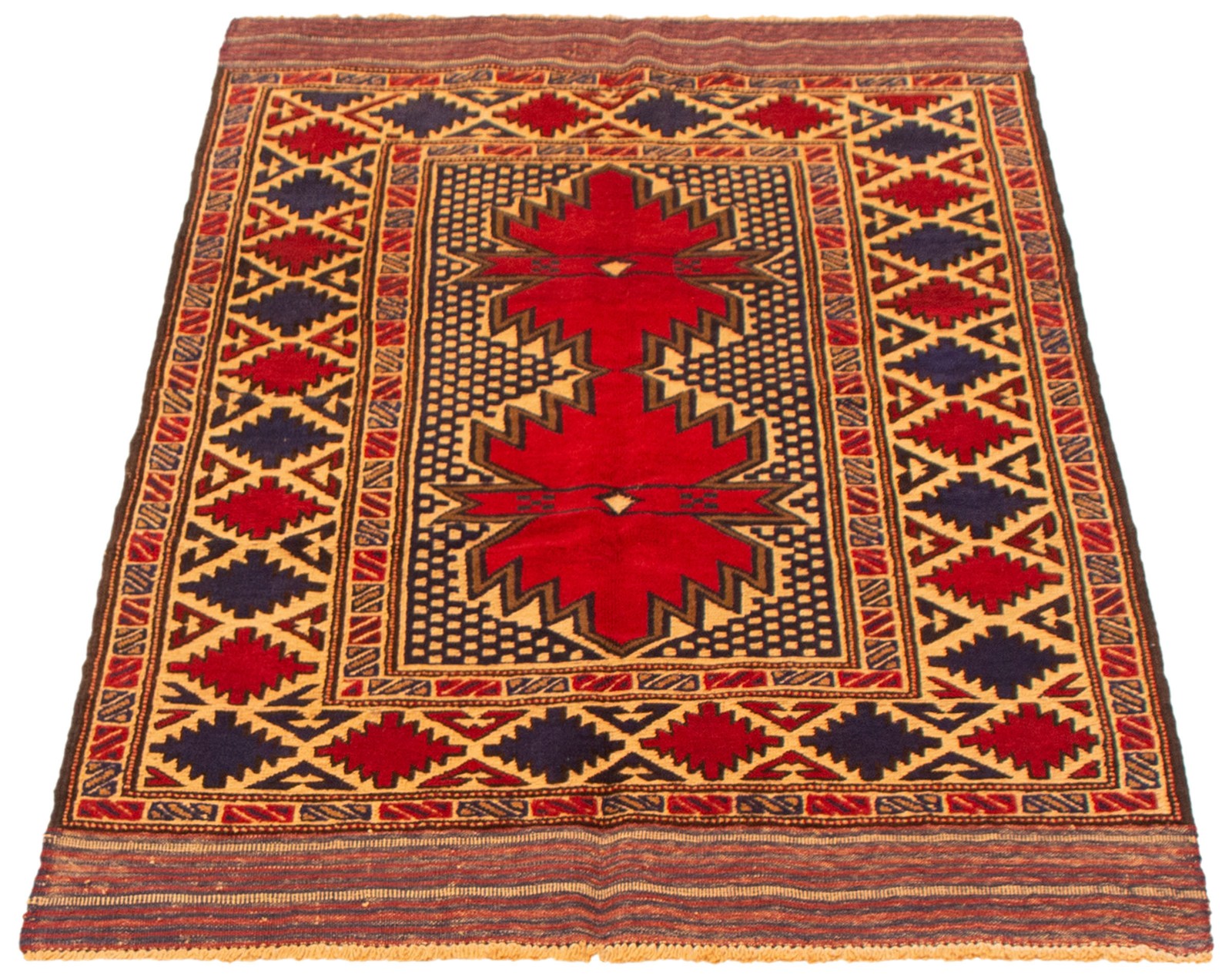 Traditional Hand-knotted Area Rug 3’11” x 6’3″ Red Oriental Carpet
