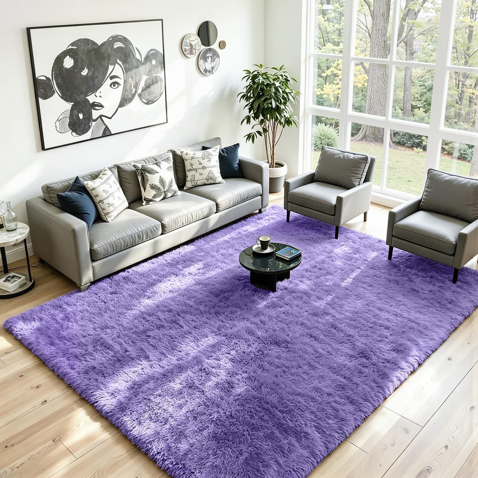 Oriannal 8×10 Rug Purple Fluffy