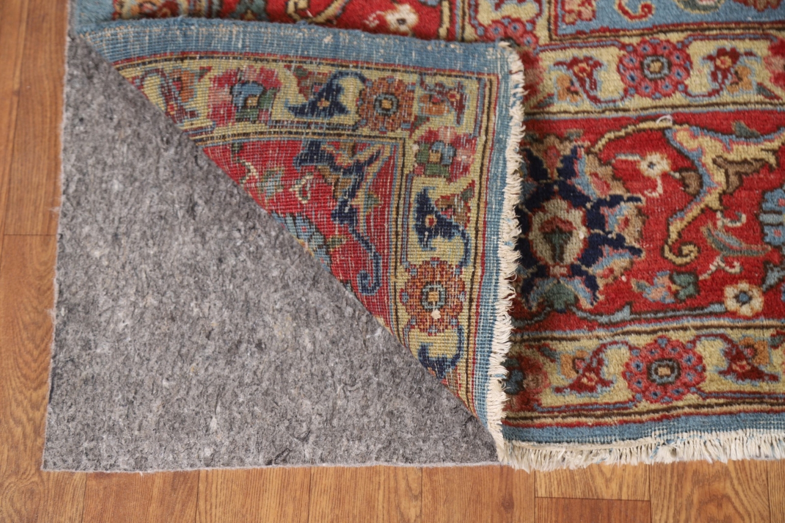 Vegetable Dye Light Blue Tebriz Handmade Floral Animal Design Antique Rug 8’x12′