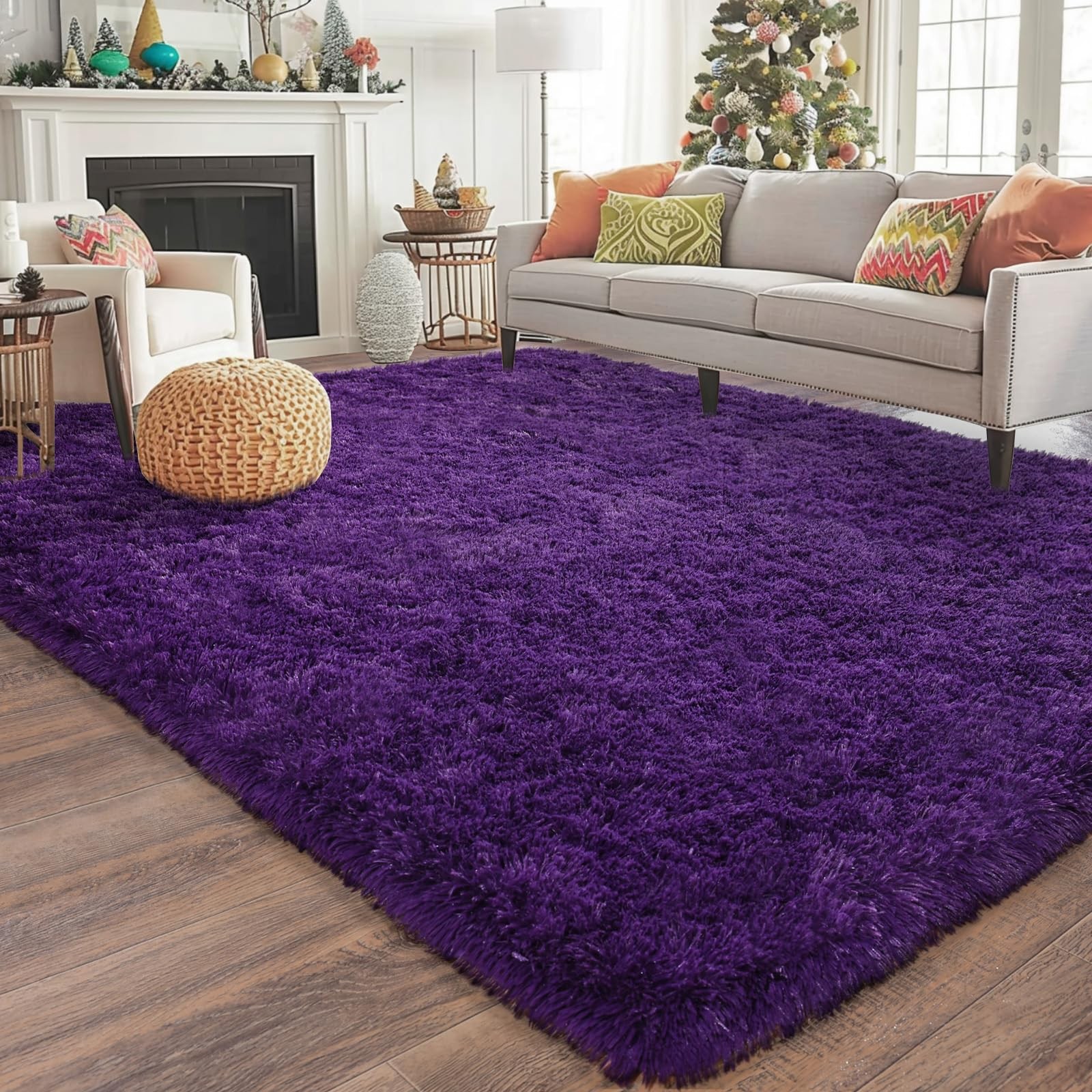 Soft Purple Rugs for Bedroom, Shag Fluffy Washable 4×6